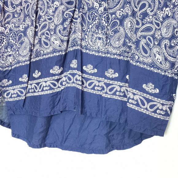 H & M LOGG Blue & White Bandana Print Tunic Top LG - Picture 5 of 10